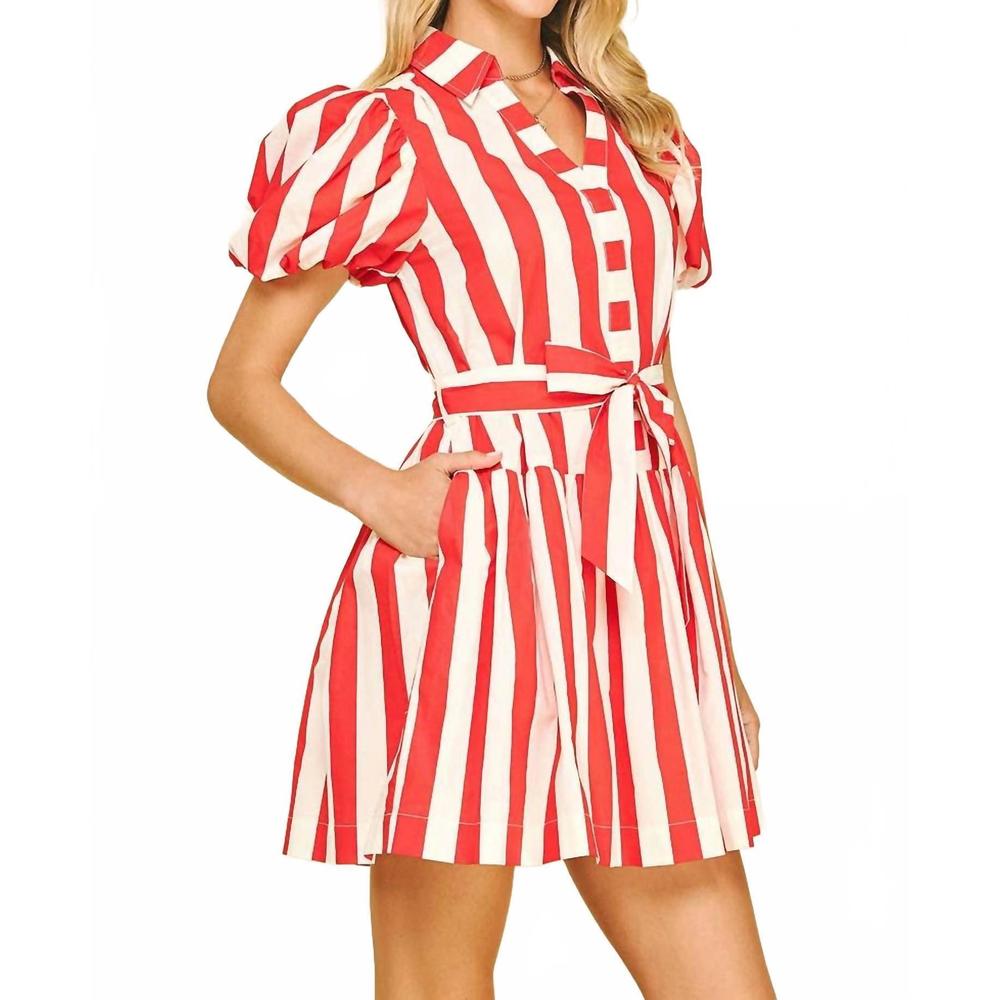 Pinch Red and White Striped Mini Dress - Picture 2 of 6